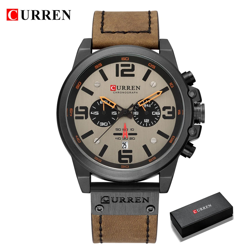 Relógio Curren  Brand Luxury Fashion Leather Quartz