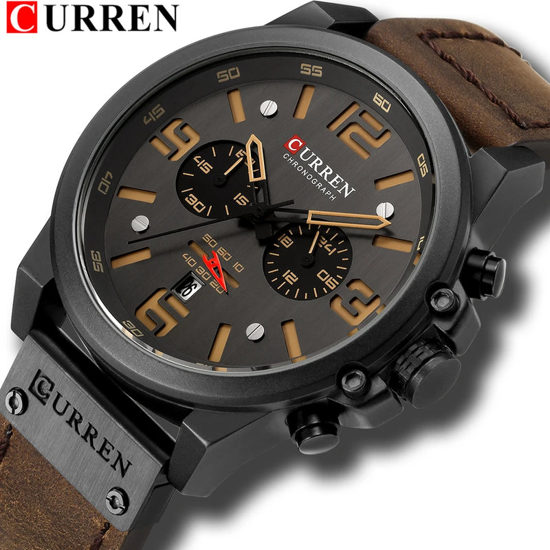 Relógio Curren  Brand Luxury Fashion Leather Quartz