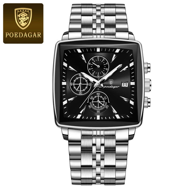 Relógio Poedagar Luxury Square Sport Man Wristwatch