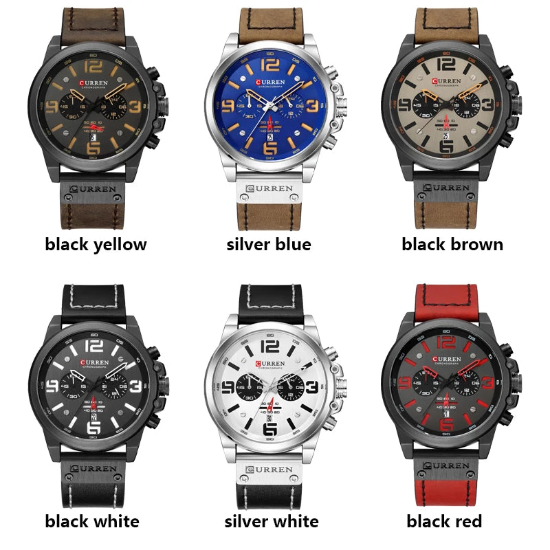 Relógio Curren  Brand Luxury Fashion Leather Quartz