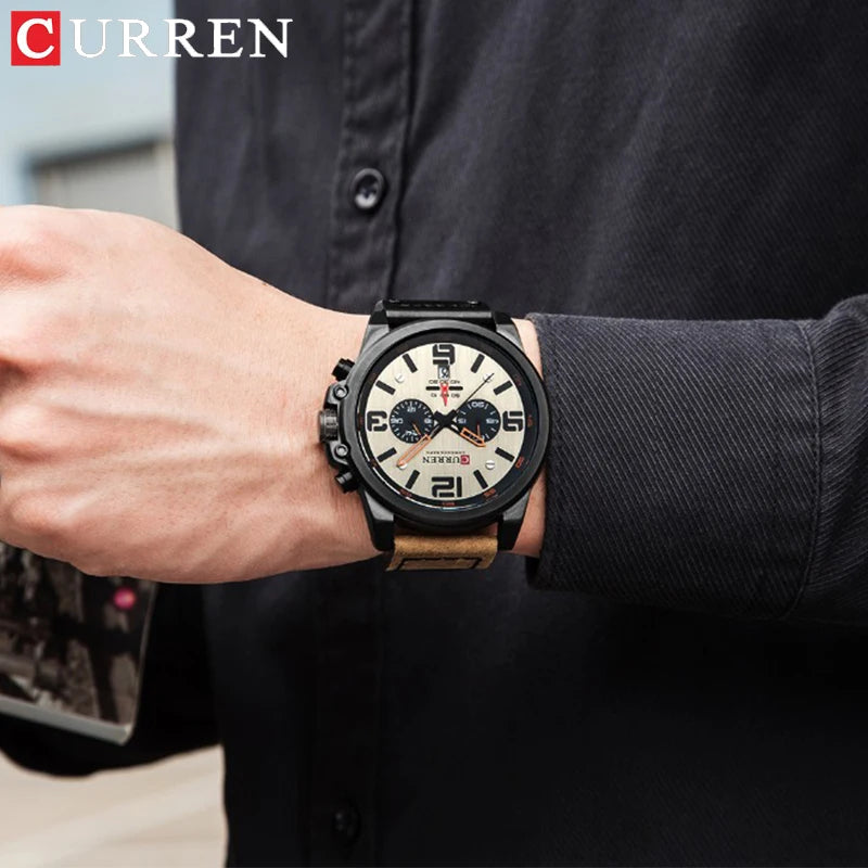 Relógio Curren  Brand Luxury Fashion Leather Quartz