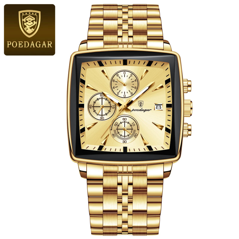 Relógio Poedagar Luxury Square Sport Man Wristwatch