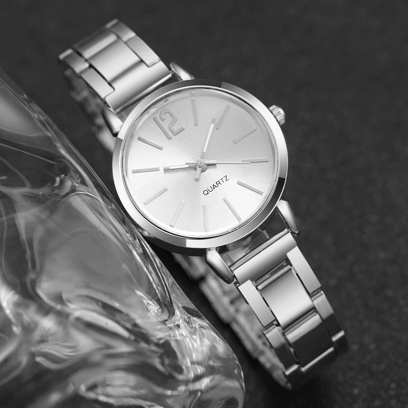 Relógio Feminino Fashion Elagant Watch Casual Simple Steel Strap